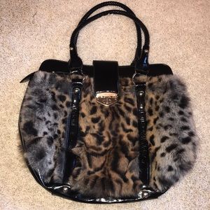LIKE NEW BEBE CHEETAH FAUX FUR PURSE!!